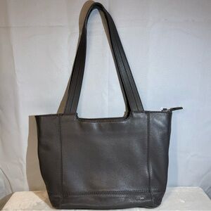 The Sak De Young Gray Leather Zip Tote Shoulder Bag